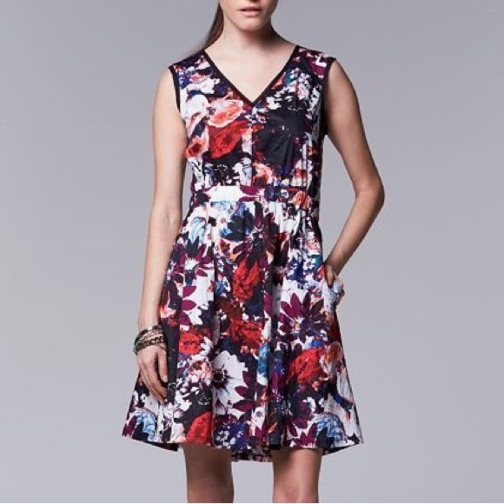 Simply Vera Floral Crinkle Fit & Flare Summer Dress